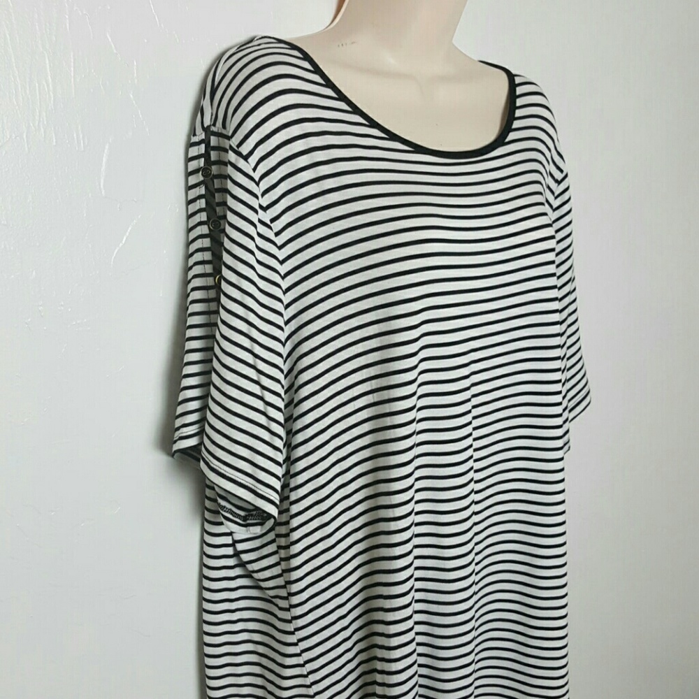 Cable & Gauge top tunic short sleeve stripes women size 3x - Picture 3 of 7